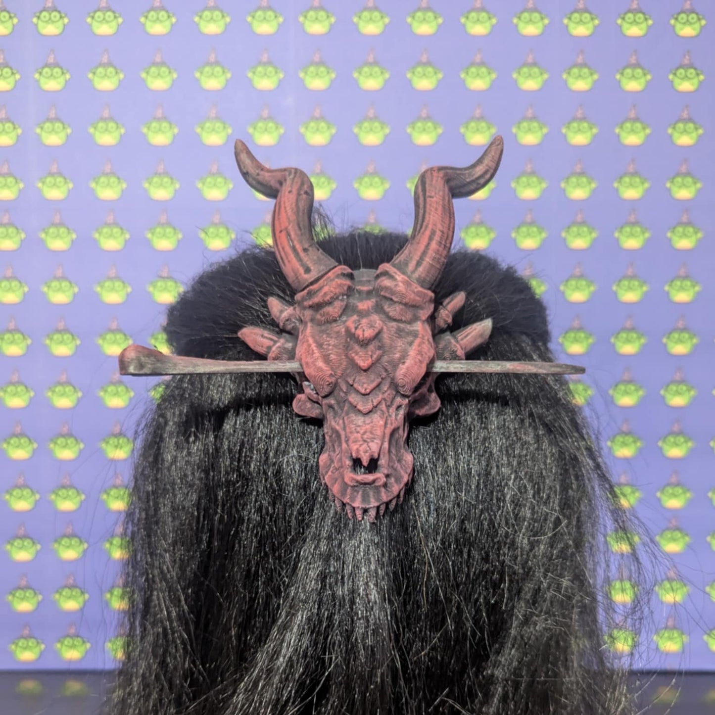 Hand painted Dragon Skull Hair Pin