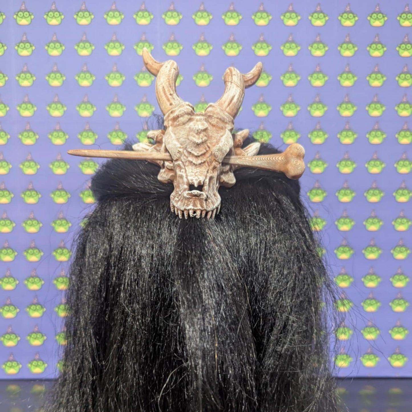 Hand painted Dragon Skull Hair Pin